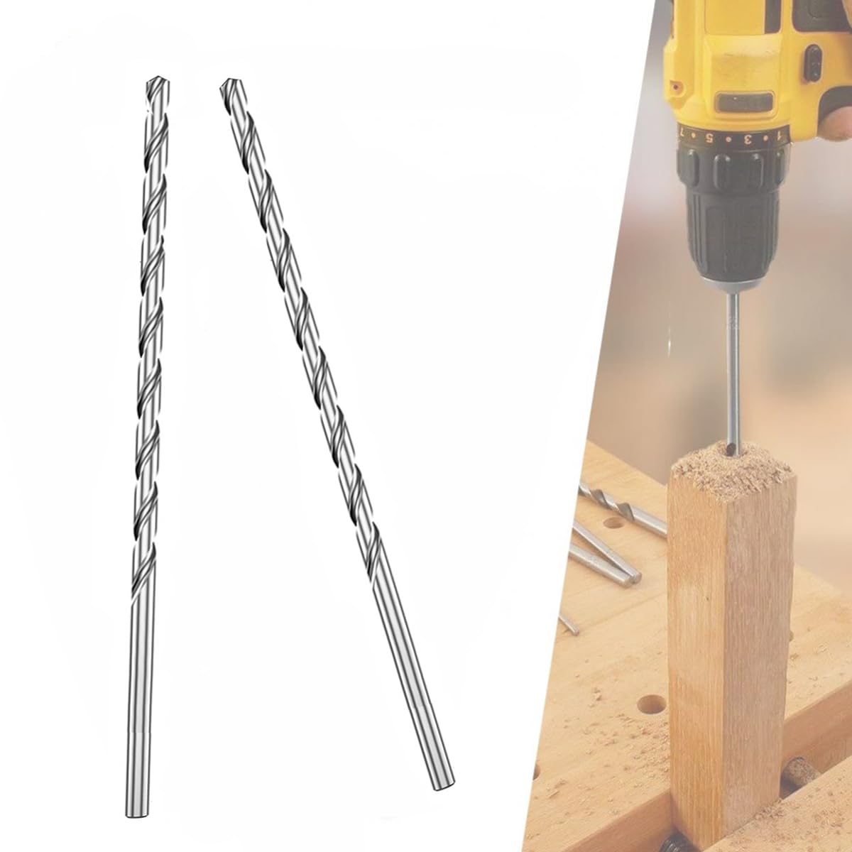 2 PCS 200MM x 6MM Extra Long Hss Drill Bit Set,Twist Drill Bits Straight Shank Tool Drill Bit (6MM)
