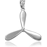 Polished 925 Sterling Silver Airplane Propeller Pendant Necklace with Rolo Chain and Pendant only