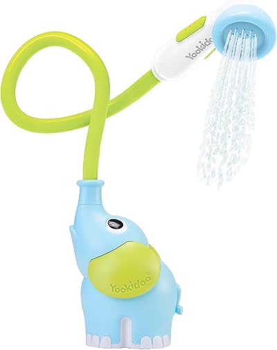 Yookidoo Baby Bath Shower Head Elephant Water Pump Blue