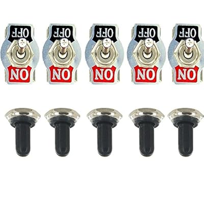 E Support Car Univeral Heavy Duty 20A 125V Rocker Toggle Switch Metal Waterproof Boot Cap 12mm Pack of 5