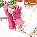 HOMSSEM Kids Waterproof Household Natural Rubber Latex Cleaning Wash Gloves (Pink+Ivory 2Pack)