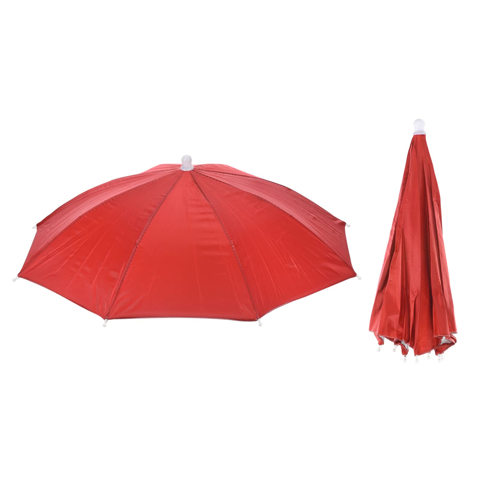 PATIKIL Umbrella Hat, 2 Pack 20 Inch Folding Sun Rain Cap Hands Free Fishing Umbrella Hat for Golf Fishing Camping Outdoor, Red