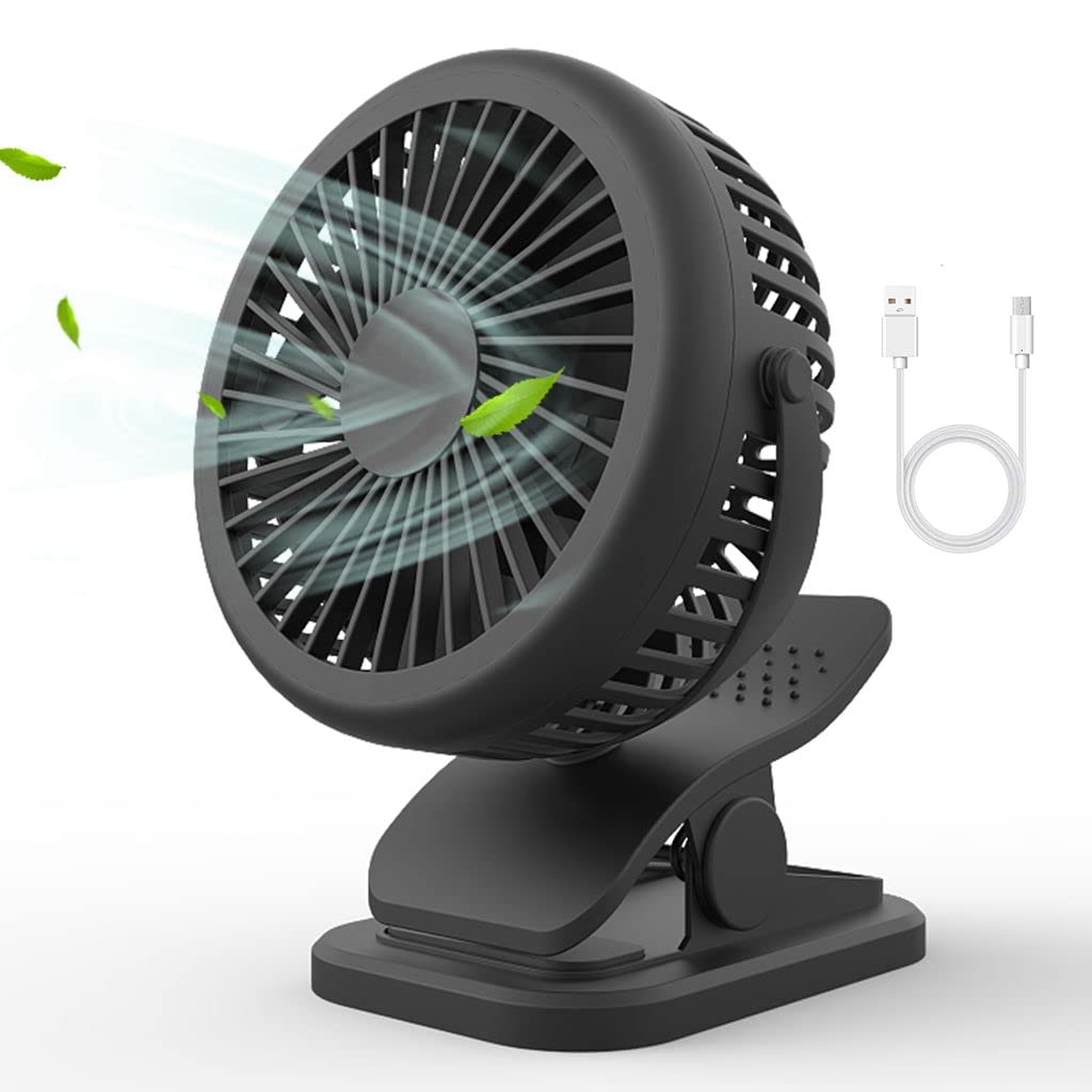 BabyIn Handheld USB Desktop Kids Buggy Clip on Fan Pram Stroller 360 Degree No Dead Angle Rotation Mini Hand Held For 2-6 Hours Supper Long Supply((Black)