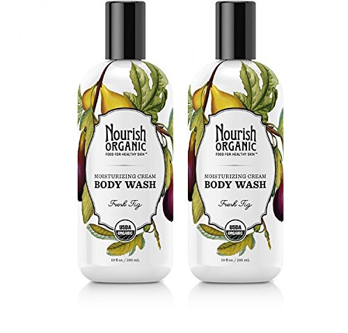 Nourish Organic Fig Moisturizing Cream Organic Body Wash With Coconut Milk, Fig, Vitamin E, and Aloe Leaf Juice, 10 fl. oz. (Pack of 2)