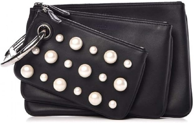 fendi black leather pouch
