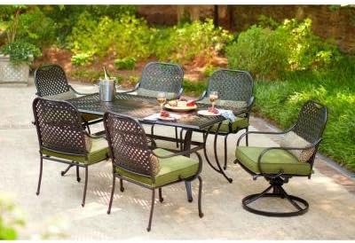 Hampton Bay Fall River 7 Piece Patio Dining Set With Moss Cushion