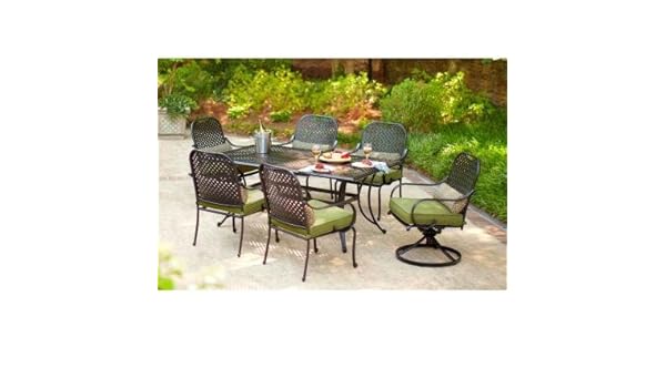 Hampton Bay Fall River 7 Piece Patio Dining Set With Moss Cushion