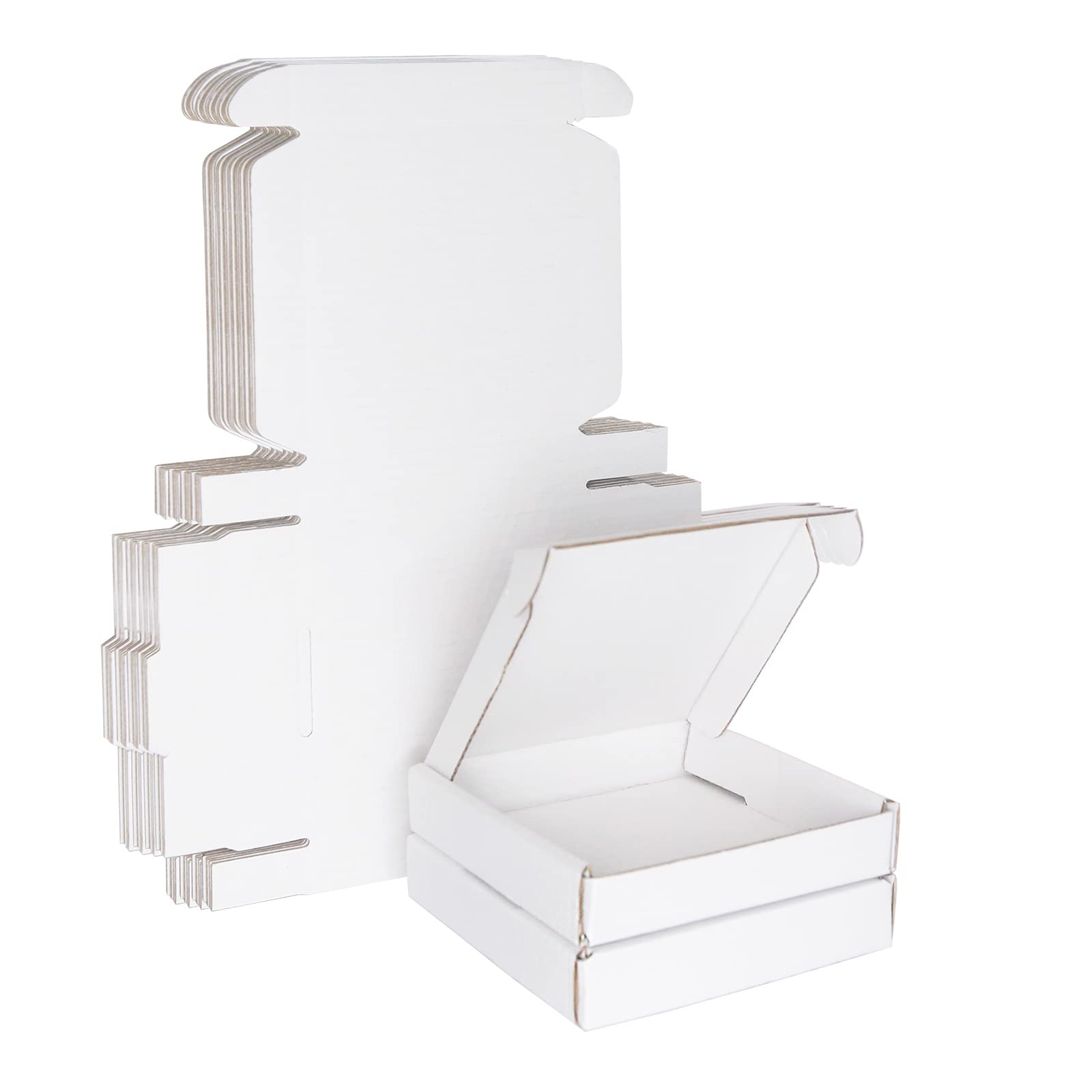 White Corrugated Cardboard Shipping Boxes, 100x100x20mm Royal Mail Large Letter PiP Postal Boxes for Posting, Mailing Boxes for Business, Storing or Gift (25 Pieces)