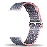 Smart Watch Band, Uitee Woven Nylon Band for Apple Watch 38mm Series 1 & 2, Uniquely and Artistically Designed Replacement Strap, Comfortably Light With Fabric-Like Feel (Light Pink/Midnight Blue)