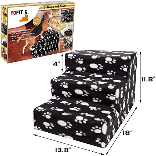 yofit Doggy Steps NonSlip 3 Steps Pet Stairs for Cats and Dogs, Foldable Plastic with