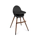 Convertible High Chair for Babies, Toddlers, Kids & Children - Wooden Highchair with Adjustable Height & Dishwasher Safe Tray - Wood Feeding & Dining Chair - Converts to Booster Seat (Black)