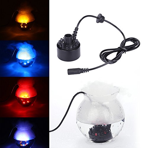 Docooler 15W Ultrasonic Mist Maker Fogger Light Water Fountain Pond Fog Machine Atomizer Air Humidifier Lamp 12 LEDs Color Change
