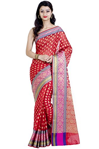Chandrakala Red Banarasi Cotton Silk Saree