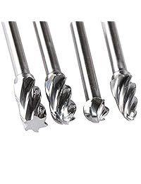 spetool Juego de fresas de carburo Rotary para corte de aleación de aluminio (no ferrosos), 4pcs pack de vástago 1 4inch (6 mm)
