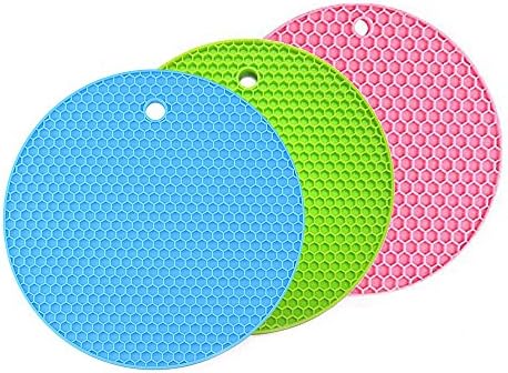 Silicone Insulation Mat, 3pcs Extra Thick Round Honeycomb Non-slip Mat for Home Use