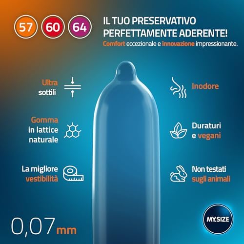 Preservativi classici confezione standard da 10 | 57, 60, 64 mm di larghezza | 3x10 pezzi preservativi premium extra sottili | preservativi fedeli al tatto | 0,07 mm di spessore delle pareti