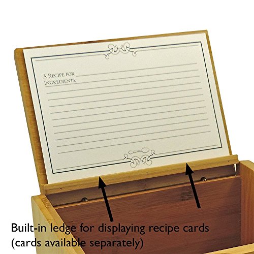 Bamboo Recipe Box Personalized Option for 4x6 Cards - Includes Dividers (Blissful) - Thumbnail 3