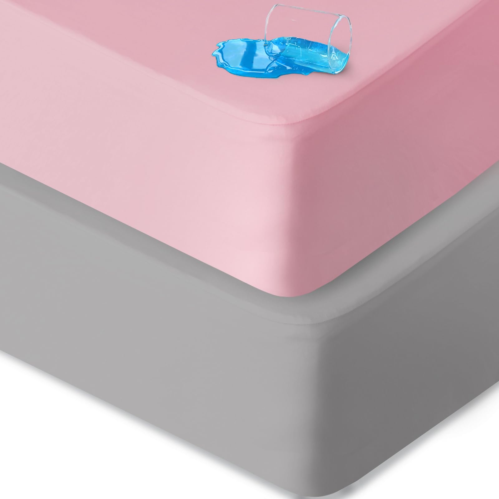 Photo 1 of Waterproof Bassinet Sheets Fit for Halo, Dream on Me, Ingenuity, Fisher Price, Delta, Graco and Other Oval Bassinet Mattress, 2 Pack, Ultra Soft Microfiber Sheets, Grey & Pink