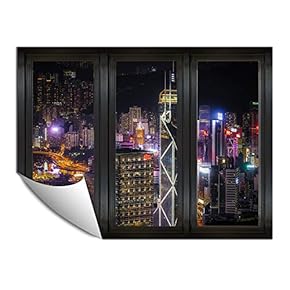 Wall Paper Small Wall Mural City at Night Wall Art Removable Wall Decoration for Bedroom Living Room - 24x32 inches