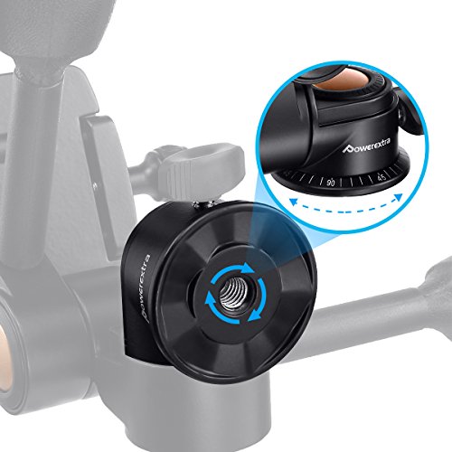 3-Way Tripod Head, Powerextra Three-Dimensional Aluminum Alloy Fluid Head with Quick Release Plate, 360 Degrees Free Rotation for Tripod, Monopod, Camera Slider and All DSLR Cameras