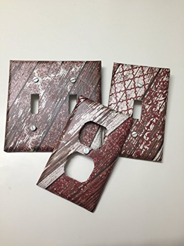 Red Wood Fence, Whimsical, Shabby Chic, Light plate cover,light switch plate, outlet cover, outlet plate, home decor, wall art