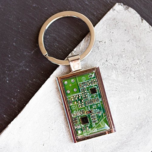 Green circuit board keychain, gift for computer geek - Thumbnail 4