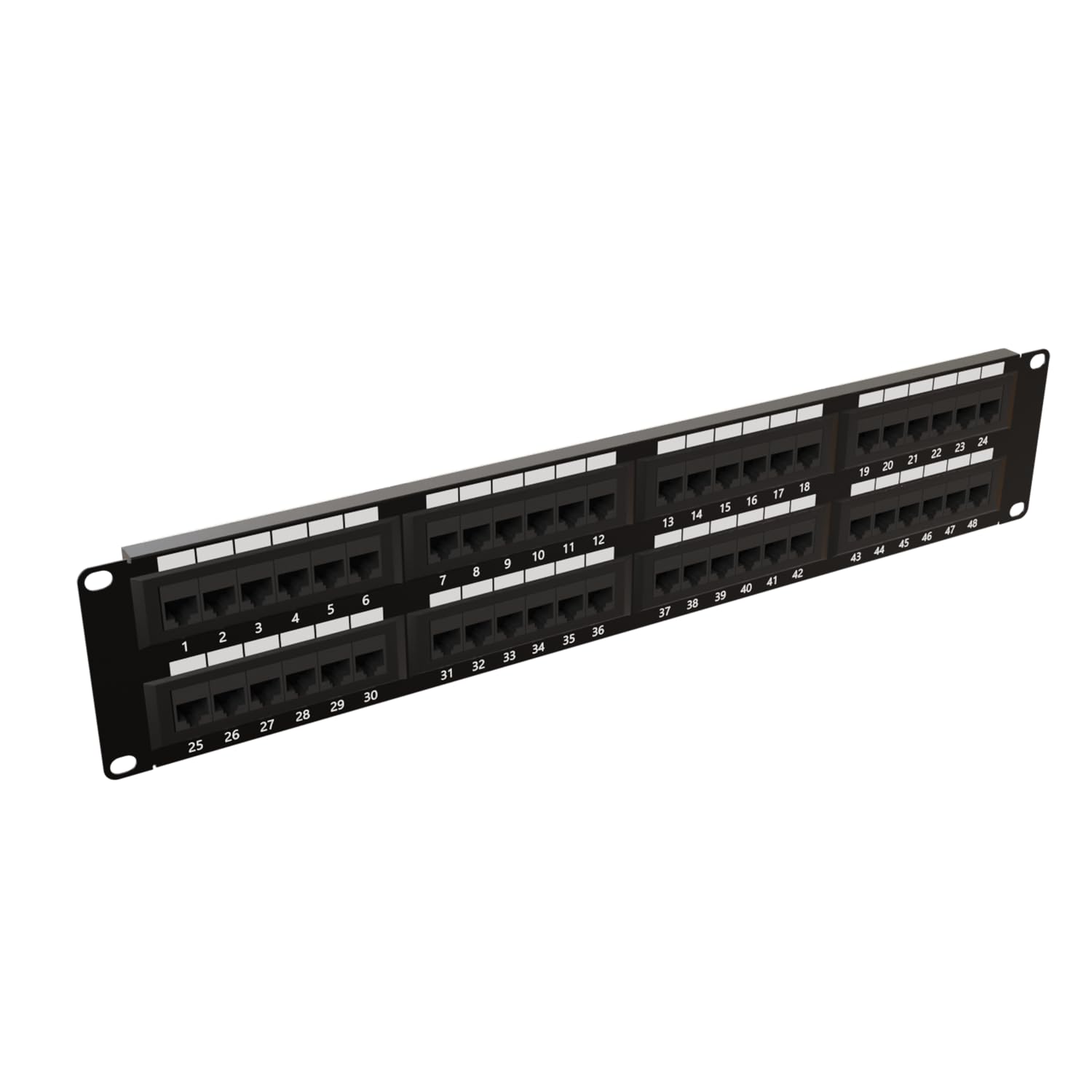 rhinocables - CAT6 Network Patch Panel | 48 Port Rack Mount for 19" Racks | Ideal for Cable Management & Large Networks | Supports T568 A&B Wiring | Easy Installation, CAT6, 48 Port 2U
