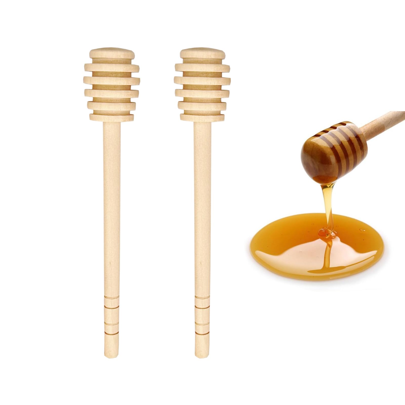 YYGMSS Wooden Honey Dipper Stick Collecting Dispensing Drizzling Jam Portable Wedding Party (6 inch) (12pcs)