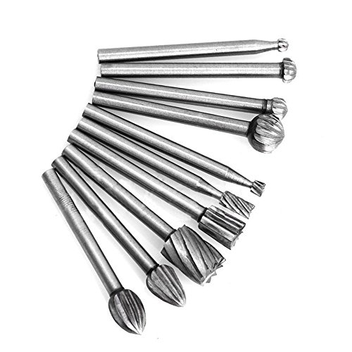 ECLEAR 20pcs Shank Engraving Bit Cutter HSS Routing Bit Rotary Burrs File Set Wood Milling Woodworking Carved Tools