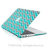 TopCase Chevron Series Gray Insert Hot Blue / Turquoise Ultra Slim Light Weight Rubberized Hard Case Cover for Macbook Air 11