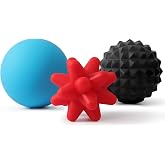 HODEMI 3.5" Massage Ball Set, Smooth, Spiky, Trigger Point, 3pc, Shore 50A | Lacrosse-Style Fascia Ball, Targeted Massage, Deep Tissue Massage, Myofascial Release, Back Shoulder Hip Leg Foot, Gym Yoga