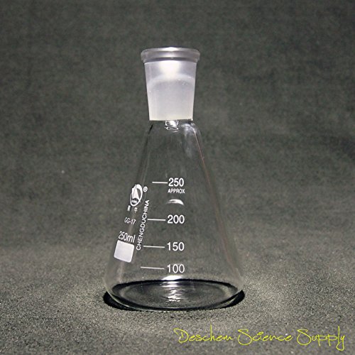 Deschem 250ml,24/40,Glass Erlenmeyer Flask,Chemistry Conical Bottle,Laboratory Glassware - Thumbnail 3