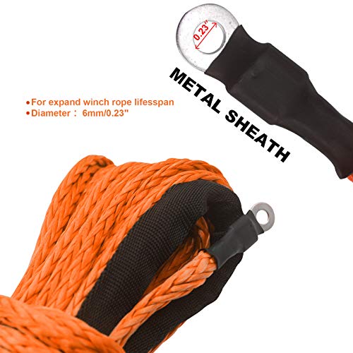 TYT 50ft Synthetic Winch Rope for 1/4" Nylon Winch Line Cable Rope 6mm