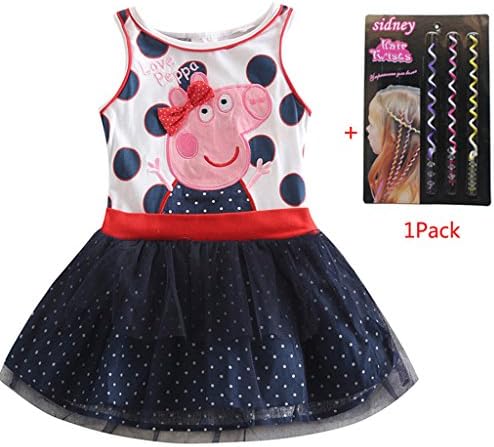 Sidney Little Girls Summer Peppa Pig Birthday Dress,sleeve-less ,1-6y (3t, Blue)