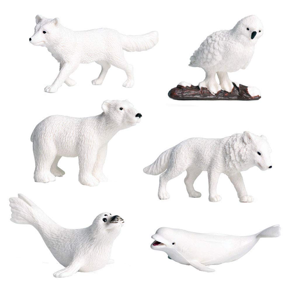 JOKFEICE FLORMOON 6pcs Arctic Animals Figurines Realistic Animal Figure Early Educational Toys Science Project Christmas Birthday Gift for Kids