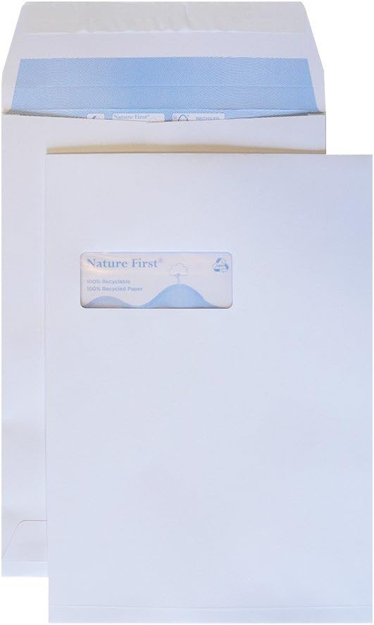 Blake Environmental, Biodegradable & Recycled Window Gusset Envelopes C4 (324 x 229mm), Pack of 125, Premium 140GSM