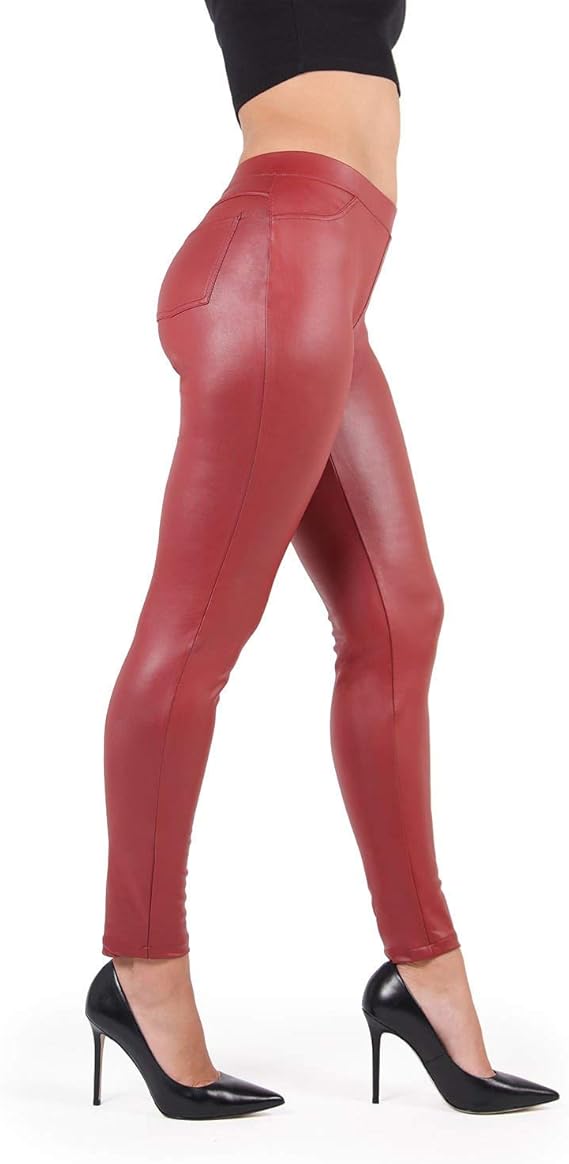 dark red leather leggings