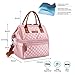 Lunch Bags for Women Wide Open Insulated Lunch Box With Double Deck Large Capacity Cooler Tote Bag With Removable Shoulder Strap Lunch Organizer For Outdoor/Work(Pink)
