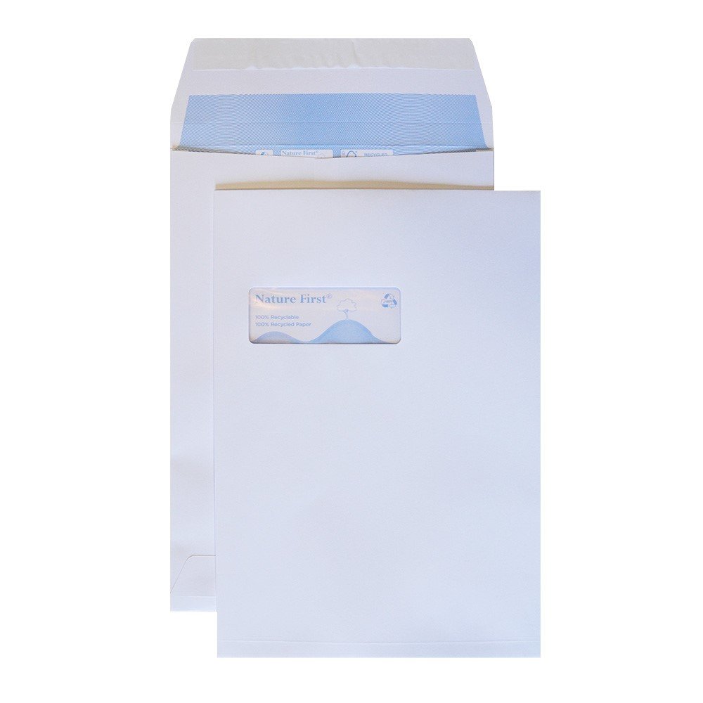 Blake Environmental - Biodegradable & Recycled Window Gusset Envelopes C4 (324 x 229mm) - Pack of 125 - Premium 140GSM - FSC Certified - Peel & Seal Envelopes C4 - Stationery Business Supplies (RN091)
