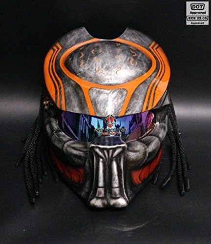 SY05 Custom Predator Motorcycle Dot Approved,ECE Helmet Airbrush (XL)