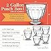 Glass Punch Bowl Set - 7 Piece Kit - Extra Large 2 Gallon Footed Bowl with Six 10.14oz Cups - Perfect Centerpiece for Party Buffets, Events, Receptions and Dinner Parties - Lux ‘n Lavish