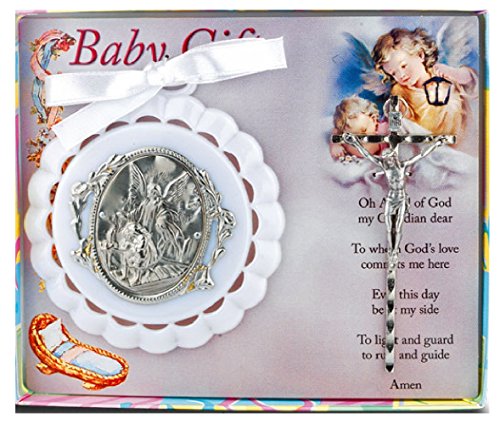3 5 מדליית עריסה לבנה עם הצלב Guardian Angel Baby Gift חו ל