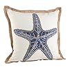 SARO LIFESTYLE Nautical Star Fish Print Down Filled Throw Pillow (5433.NB20S), 20"