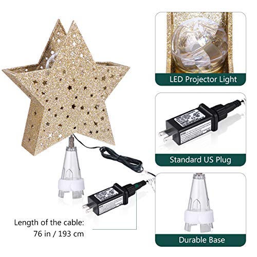 Lighted Christmas Tree Topper Star YUNLIGHTS Christmas Tree Star with LED Rotating Wave