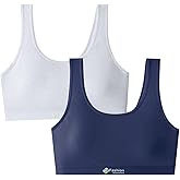 Herepai Big Girls' Sports Bra with Breathable Pads Teens Cotton Training Bras