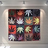Yooce Marijuana Leaf Flags Cannabis Weed Poster Flags Reefer Grass Tapestry 31" X 31"