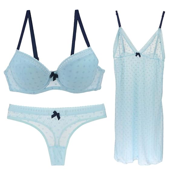 Bluestercool Sexy Spitzen BH, dreiteilig Unterwäsche Anzug Transparente Gaze Pyjama Sling Rock