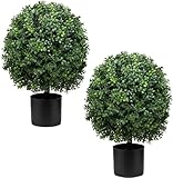 Set of 2 -Pre-Potted Artificial Potted Shrubs UV