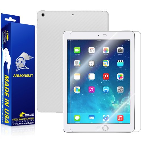 ArmorSuit MilitaryShield - Apple iPad Air Screen Protector + White Carbon Fiber Full Body Skin Protectorw/ Lifetime Replacements