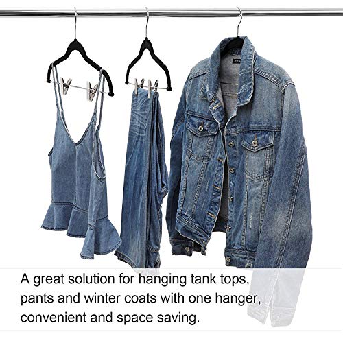 Fayleeko Velvet Skirt Hangers Clothes with Clips Ultra Thin Non Slip 20 Pack Velvet Pants Hangers Space Saving Clothing Hanger
